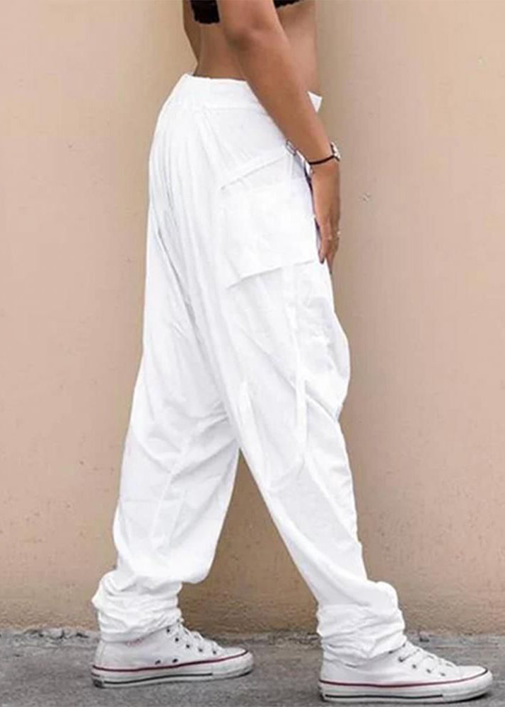 Stylish Navy Plaid Original Design Cotton Harem Pants Summer