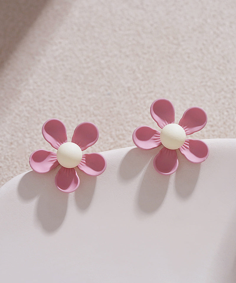 Stylish Pink Sterling Silver Alloy Stud Earrings