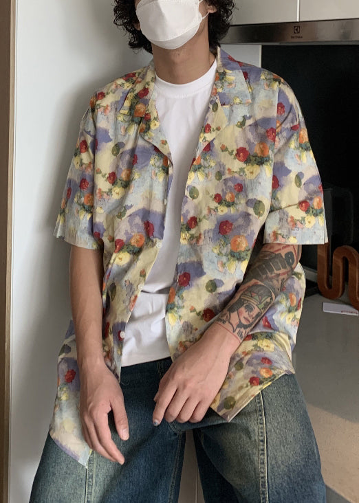 Stylish Print Button Cotton Shirts Summer
