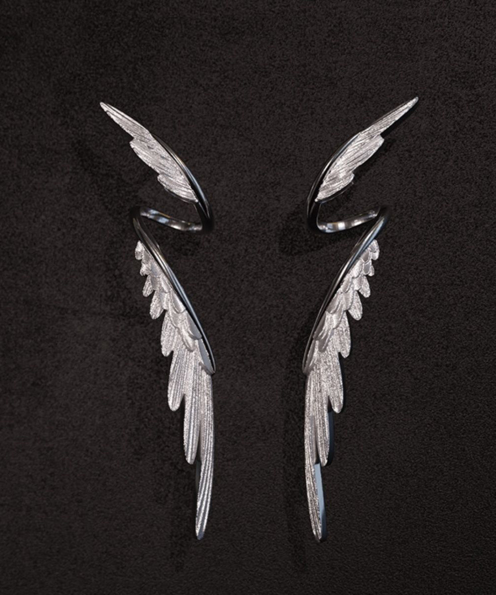 Stylish Silk Sterling Silver Wing Drop Earrings Gh1035