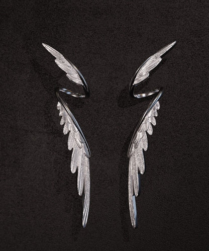 Stylish Silk Sterling Silver Wing Drop Earrings Gh1035