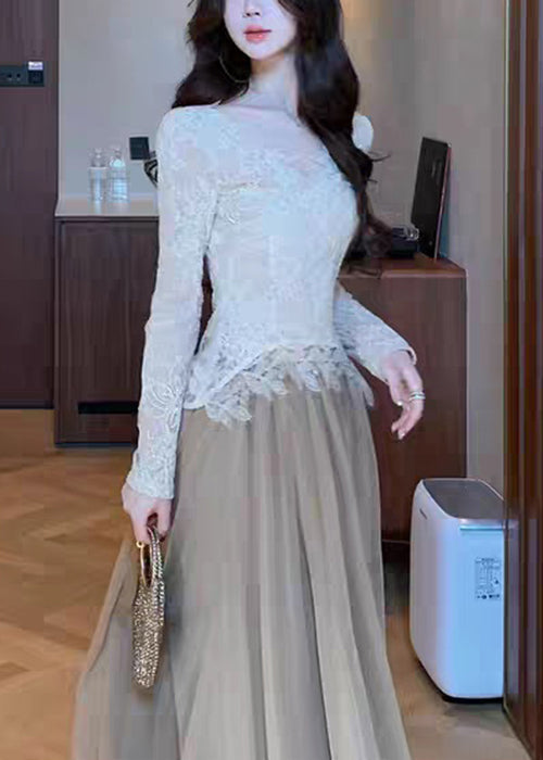 Stylish V Neck Hollow Out Lace T Shirt Top Spring