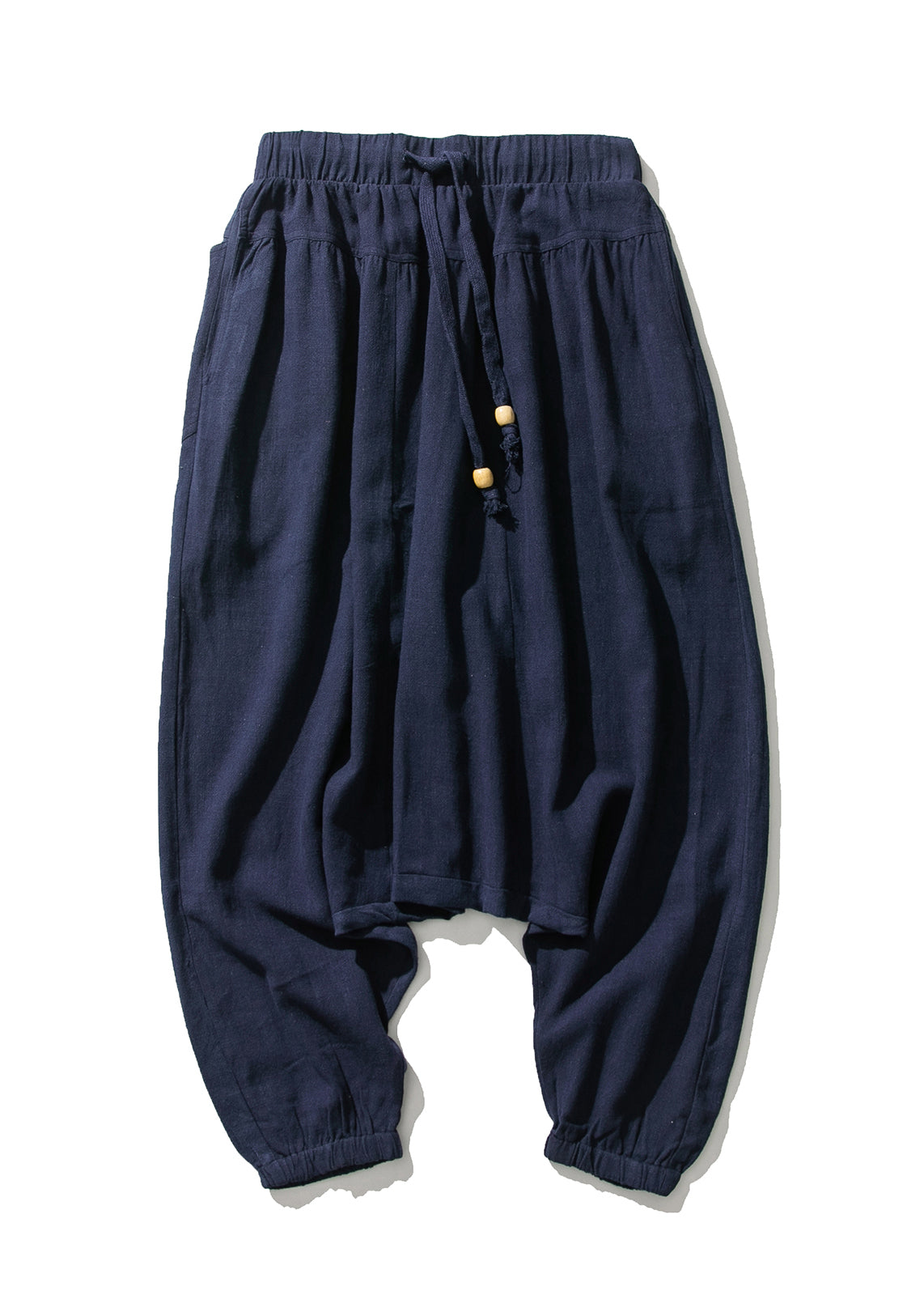 Stylish White Pockets Print Cotton Lantern Pants Summer