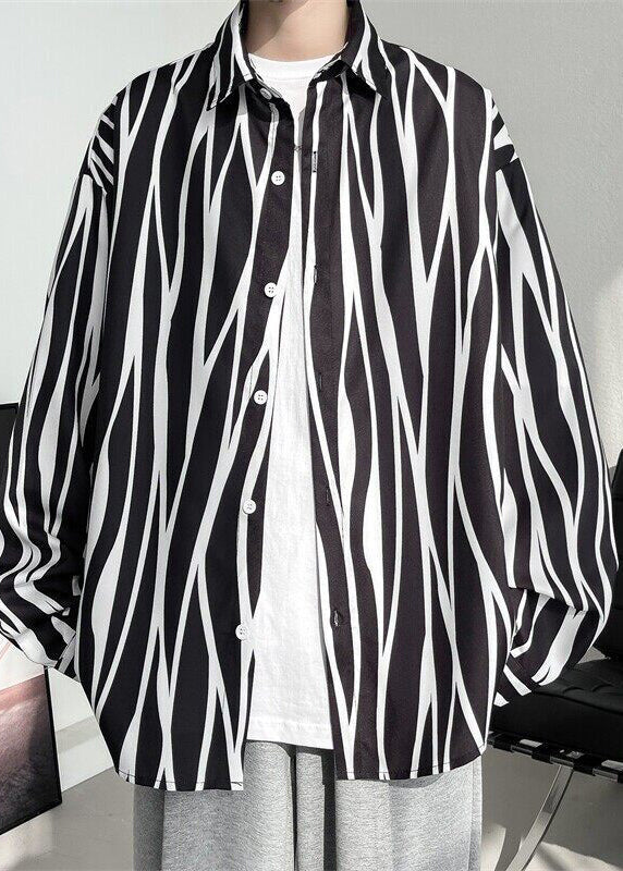 Stylish White Striped Button Cotton Shirts Spring