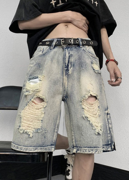 Stylish Zippered Hole High Waist Denim Shorts Summer