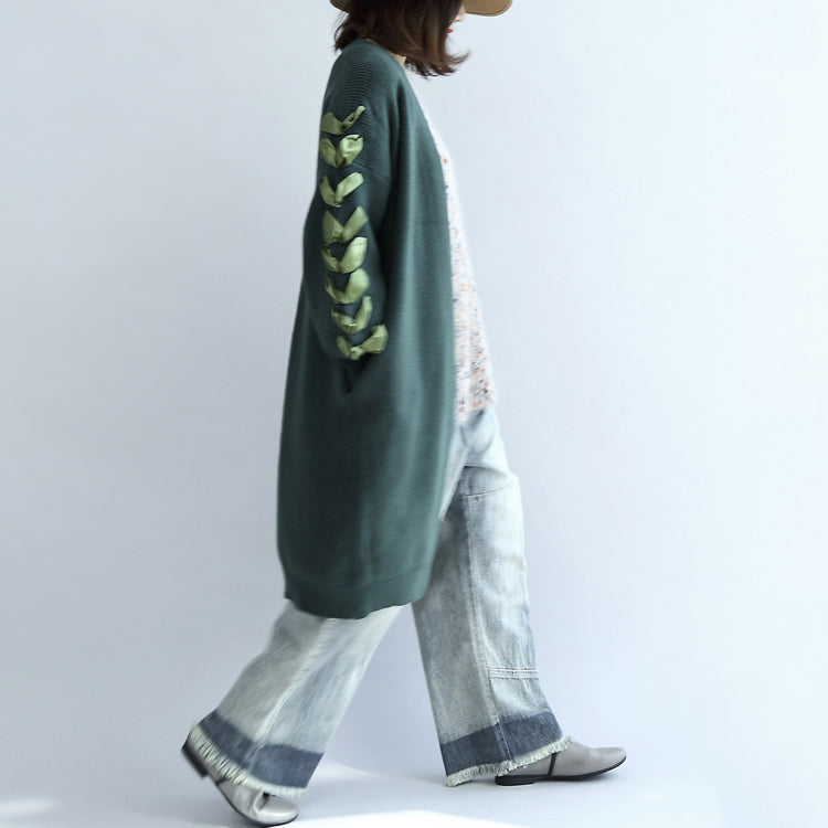 Stylish Green Oversized Knit Cardigans Sweater Coats