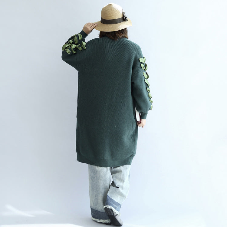 Stylish Green Oversized Knit Cardigans Sweater Coats