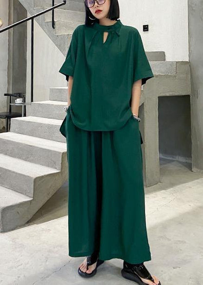 Suit Female Retro Fashionable Green Two-piece Set