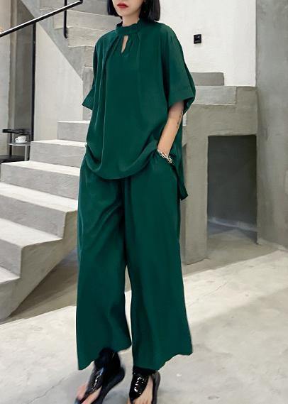 Suit Female Retro Fashionable Green Two-piece Set