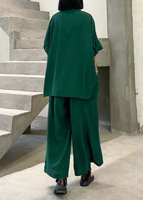 Suit Female Retro Fashionable Green Two-piece Set