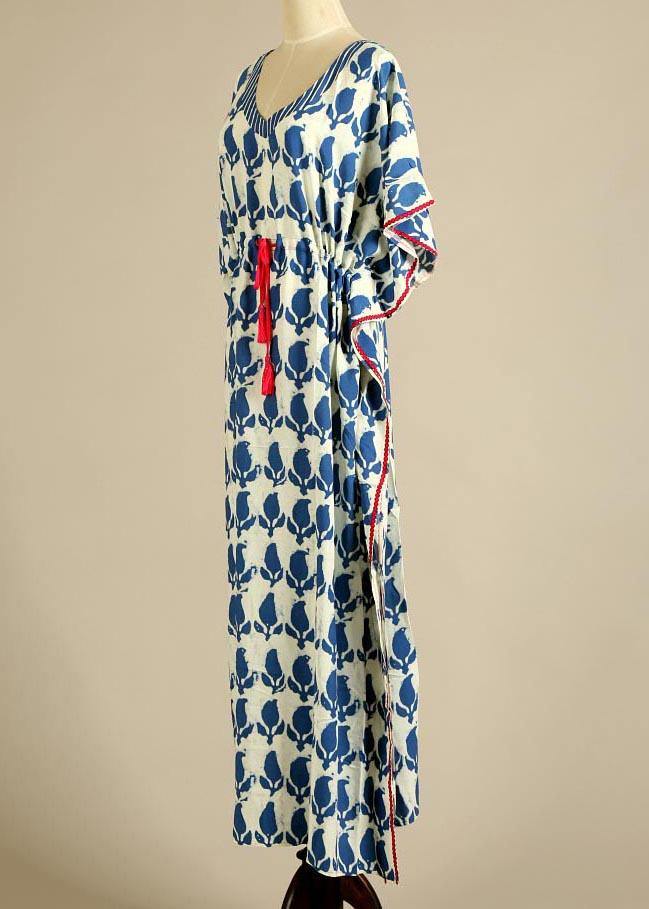 Summer Blue and White Wave Beach Gown