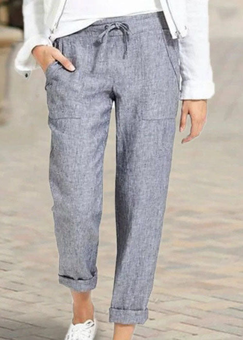 Grey Cotton Linen Pants for Loose Trousers