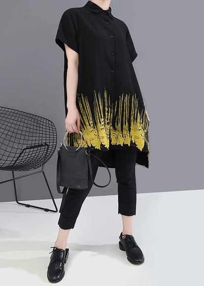 Summer Oversize Hipster Black Tie-dyed Printed Shirts