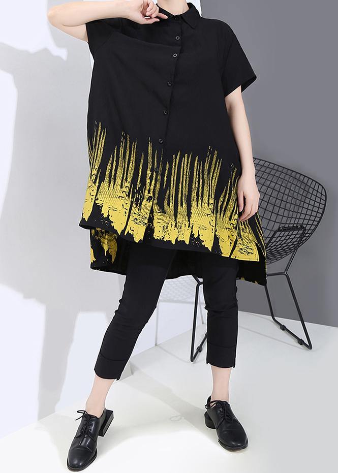 Summer Oversize Hipster Black Tie-dyed Printed Shirts