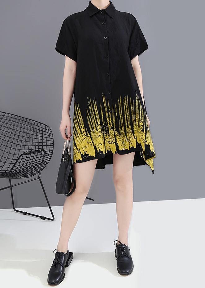 Summer Oversize Hipster Black Tie-dyed Printed Shirts
