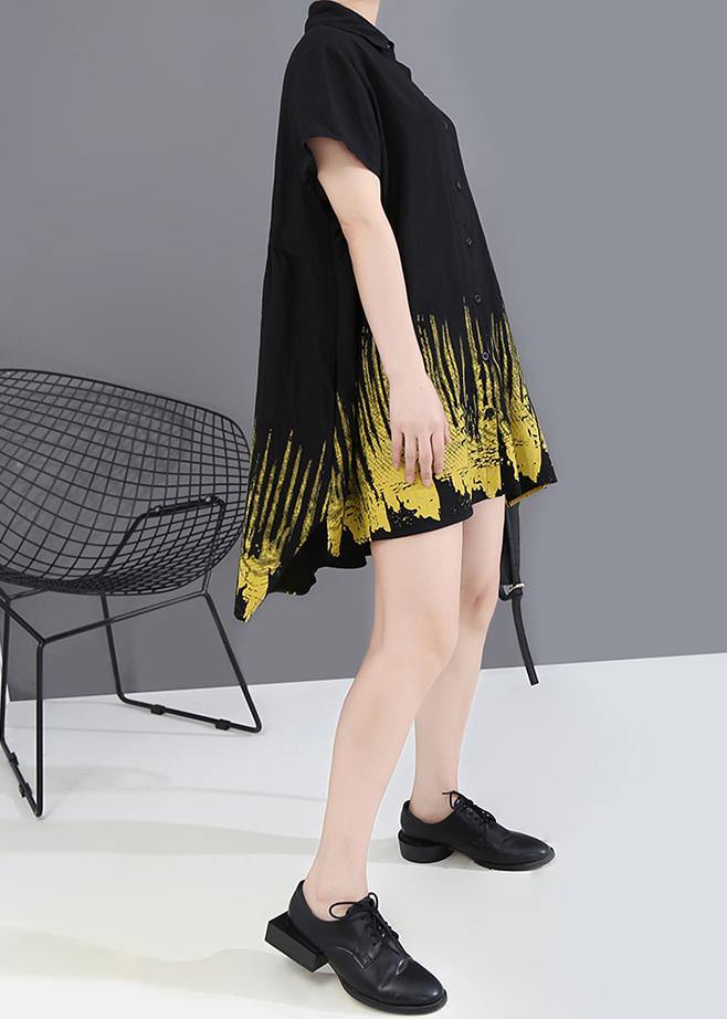 Summer Oversize Hipster Black Tie-dyed Printed Shirts