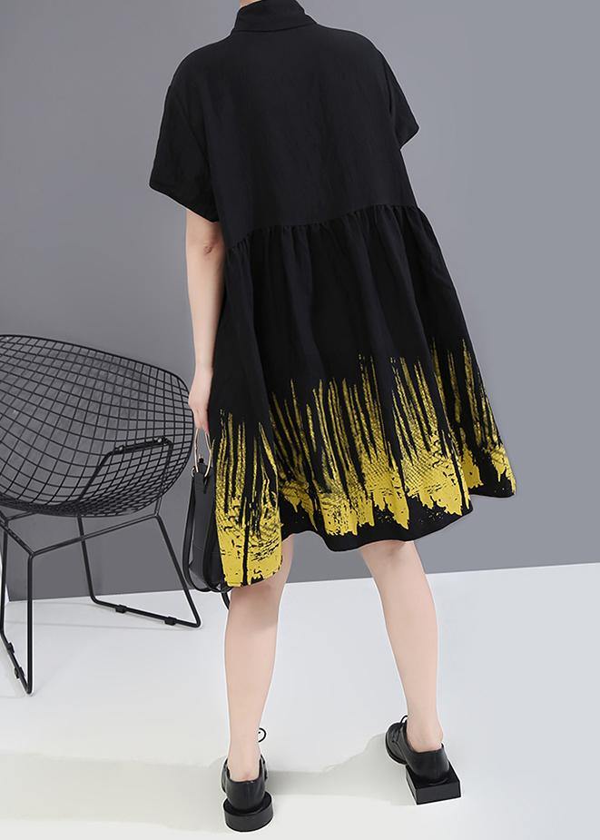 Summer Oversize Hipster Black Tie-dyed Printed Shirts