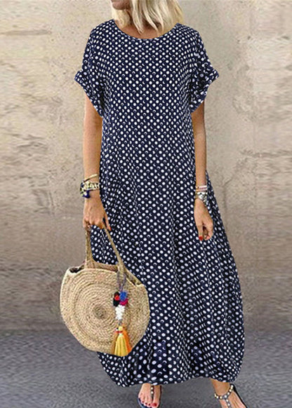 Summer Green Flowers Print Short Sleeve Dress