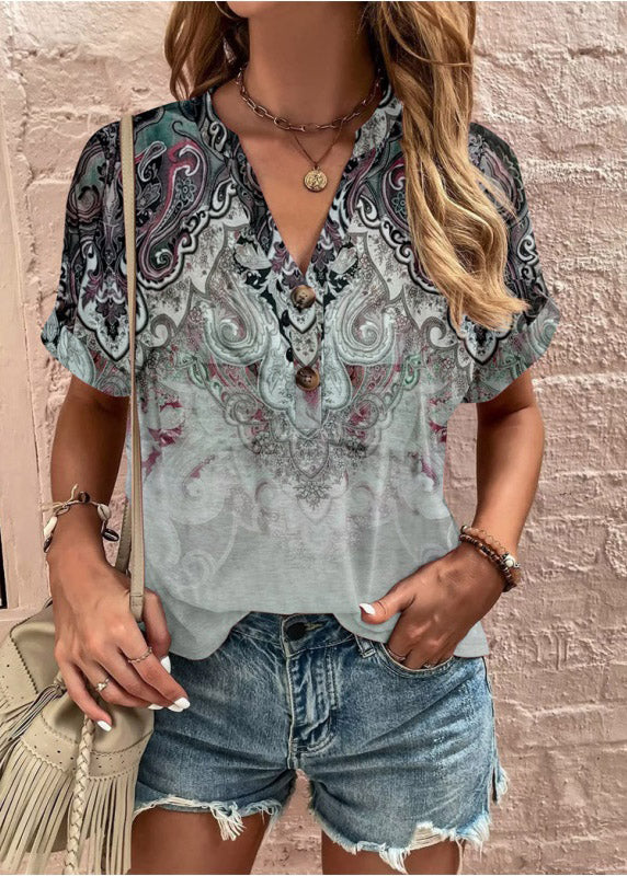 Summer Red Print T Shirt