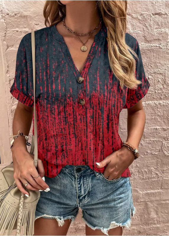 Summer Red Print T Shirt