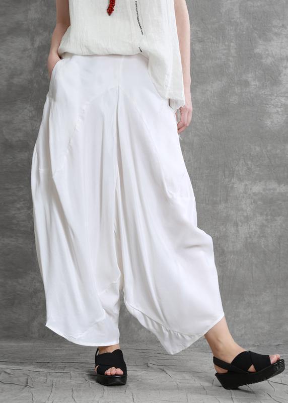Summer Irregular Harem Pants White Color Pants