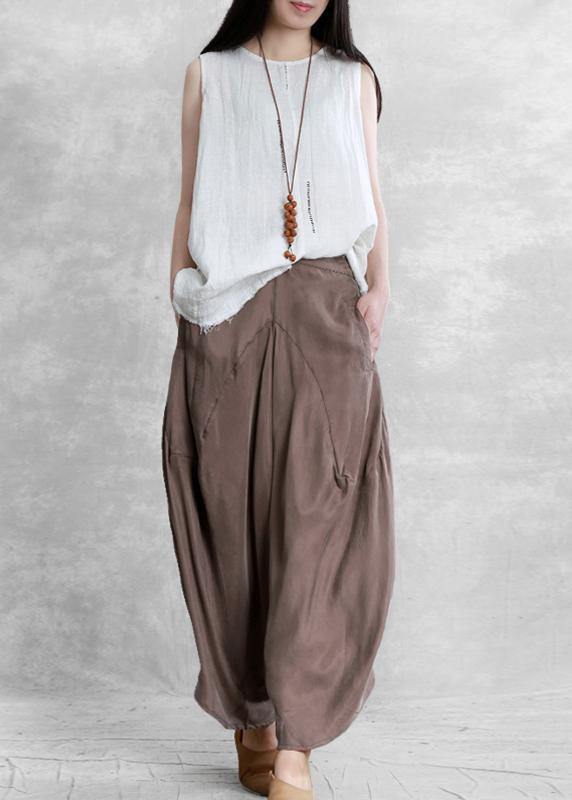Summer Irregular Harem Pants White Color Pants