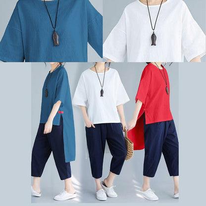 Summer Loose Large Size Color Wild Five-point Sleeve Red Shirt Harem Pants Suit