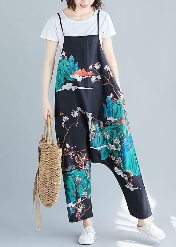 Summer Simple Print Personality Bib Nine Points Piece Harem Pants