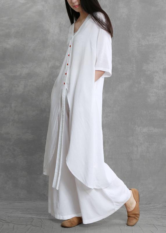 Summer Suit White Was Thin Two-piece Literary Goddess Shirt