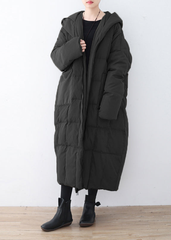 Limited Stock-gray Warm Down Coat Parka Thick Hooded Maxi Cardigan