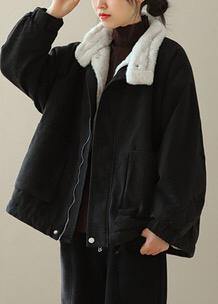 Thick Chocolate Outwear Stand Collar Zippered Outwear