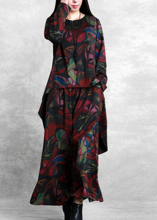 Thin Literary Suit Autumn and Winter New Irregular Simple and Loose Two-piece Suit