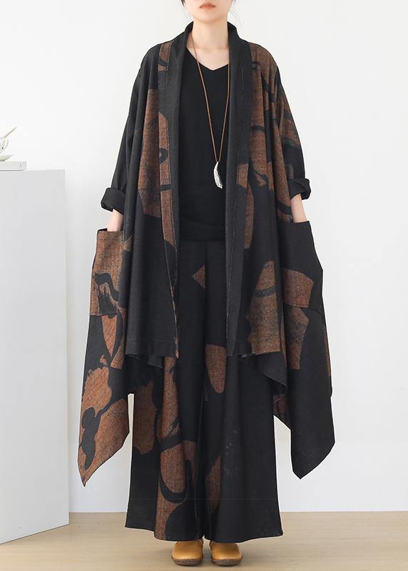 Thin Woolen Material Suit Winter Large Size Loose and Thin Temperament Long Wide-leg Pants