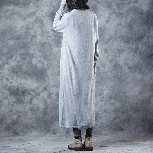 Black and Gray High Neck Maxi Sweater Dresses for