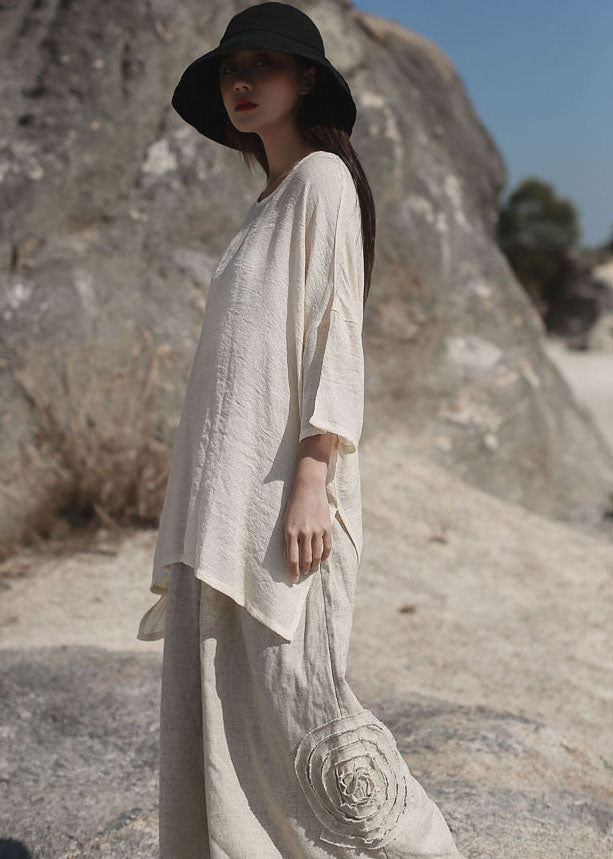 Unique Apricot Low High Design Side Open Cotton Tops Half Sleeve