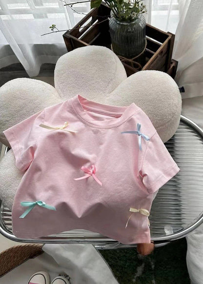 Unique Beige Patchwork Kids Tops Summer