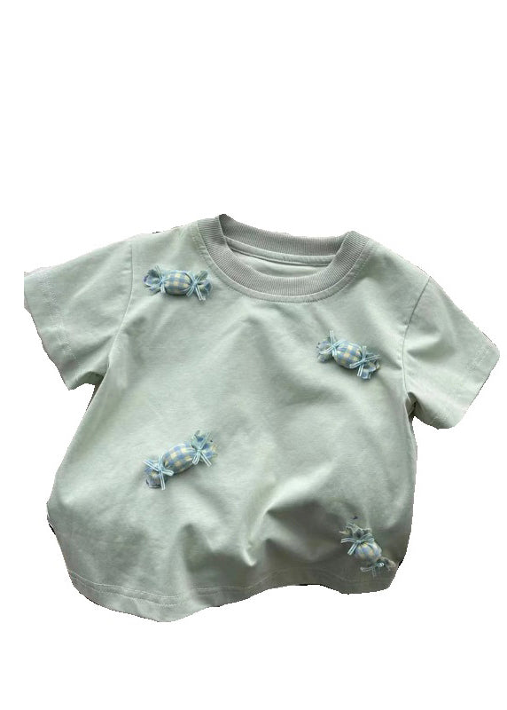 Unique Beige Patchwork Kids Tops Summer