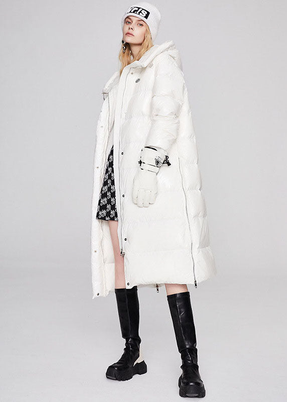Unique Black Hooded Color Duck Down Puffer Jacket Winter