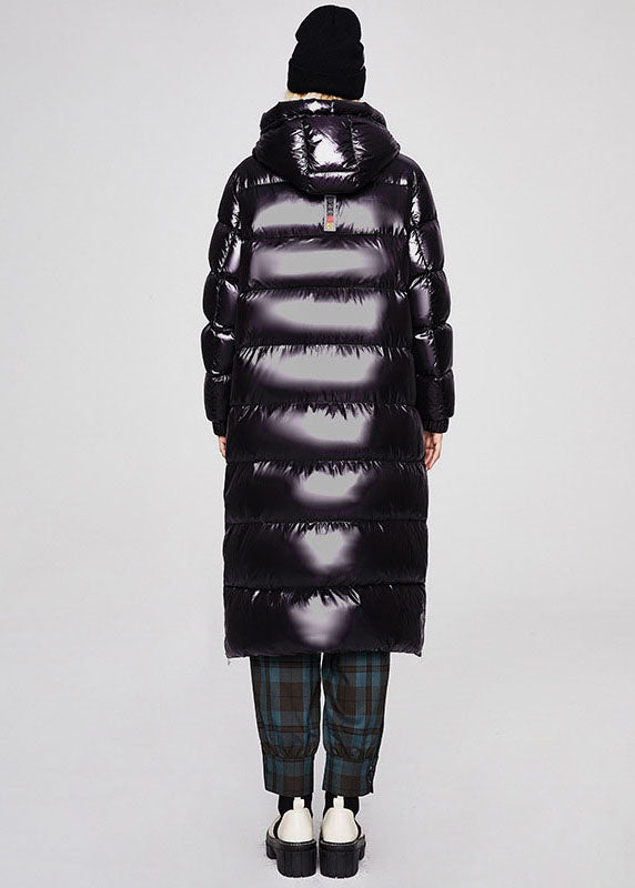 Unique Black Hooded Color Duck Down Puffer Jacket Winter