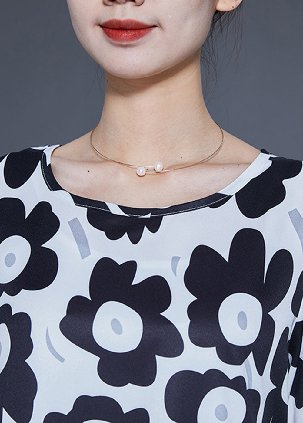 Unique Black O-neck Sunflower Print Silk Dresses Bracelet Sleeve