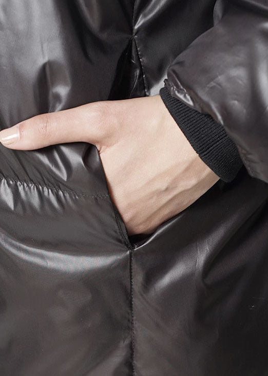 Unique Black Hooded Zippered Winter Duck Down Thick Down Coat
