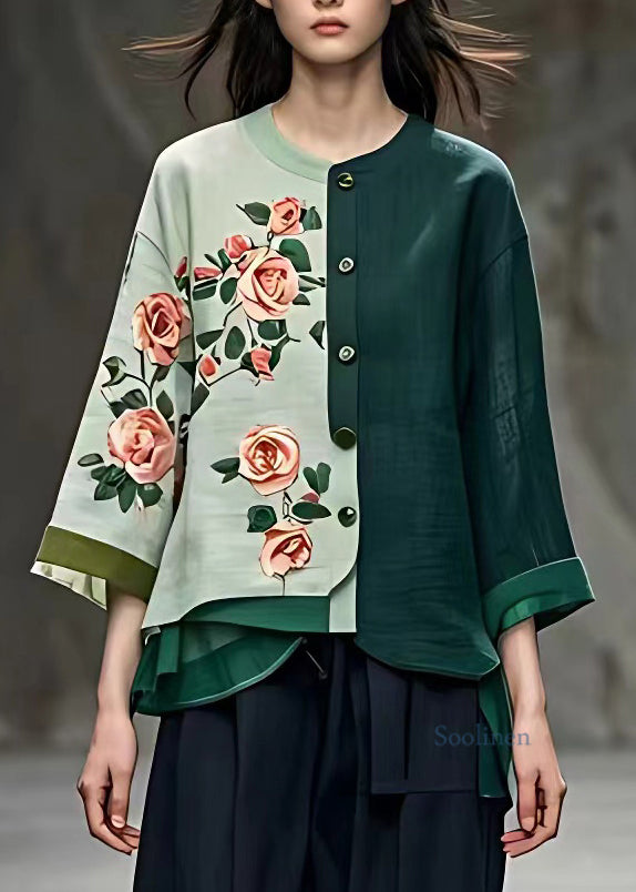 Unique Blackish Green O-neck Button Coats Bracelet Sleeve