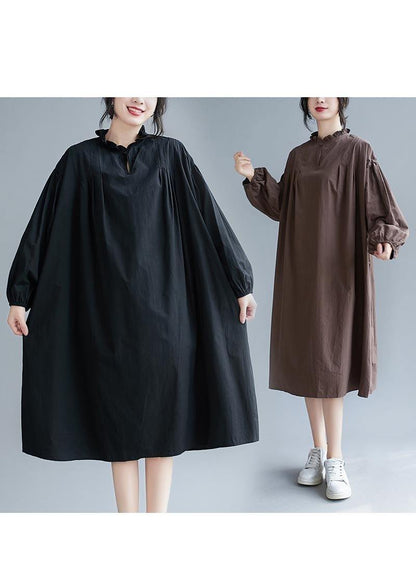 Unique Chocolate Clothes Ruffled Baggy Robes Dress