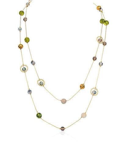 Unique Gold Metal Alloy Pearl Gypsophila Gratuated Bead Necklace Yr007