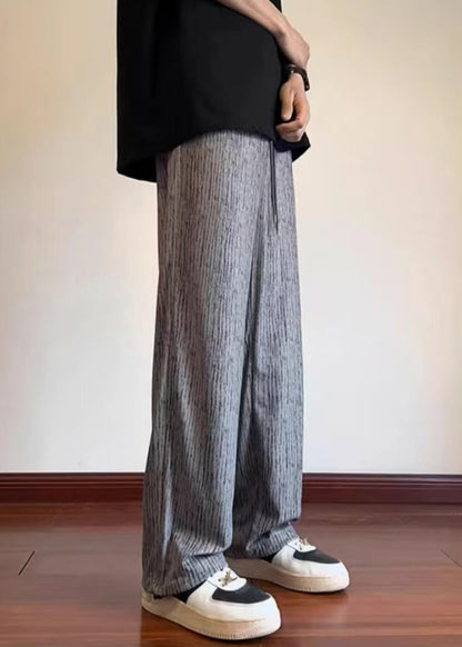 Unique Grey Oversized Print Cotton Pants Clothing Spring