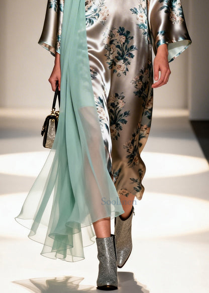Unique Grey Print Patchwork Tulle Vacation Dresses Spring