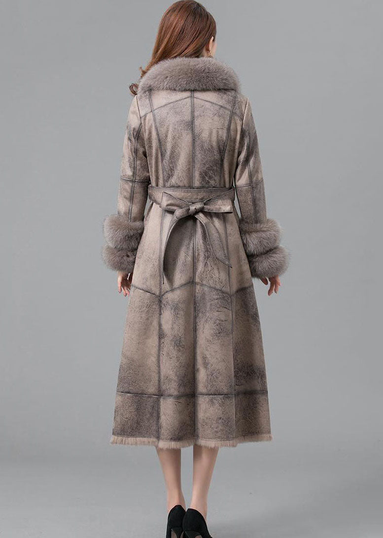Unique Khaki Fur Collar Button Parkas Witner Coats