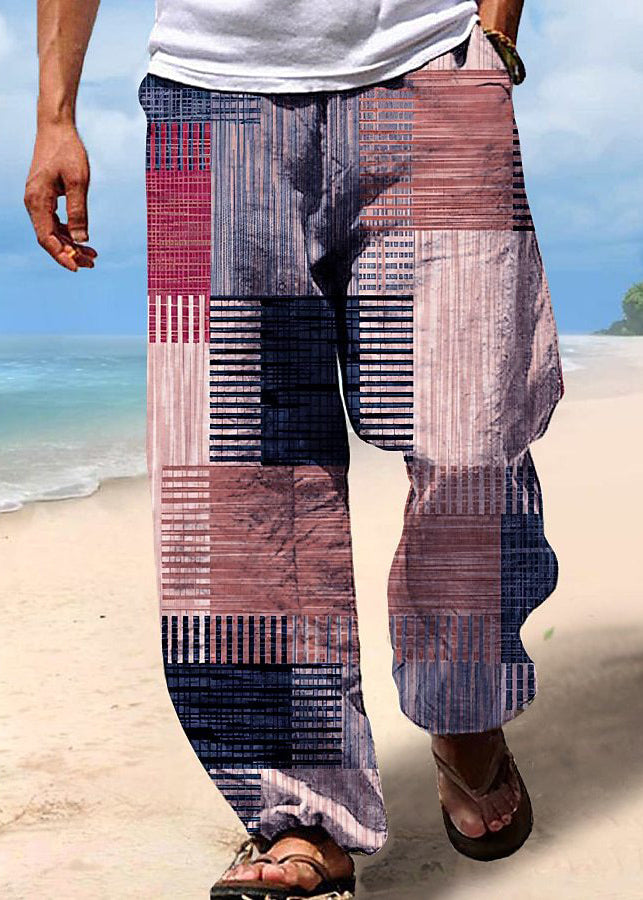 Unique Khaki Plaid High Waist Cotton Pants Summer