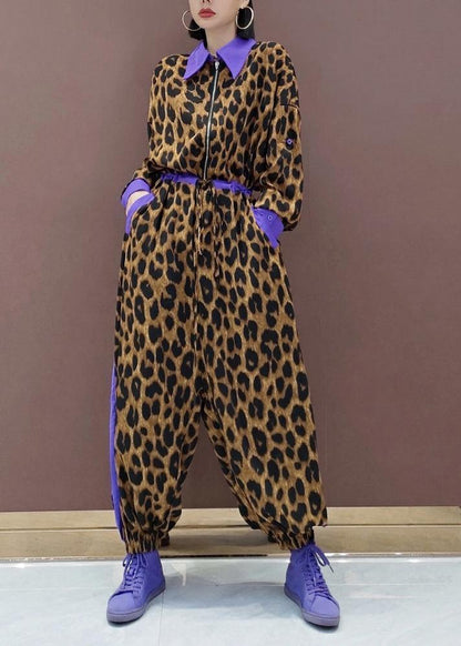 Unique Leopard Fall Spring Jumpsuit Pants