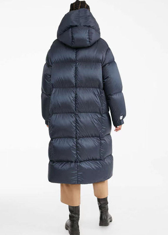 Unique Navy Hooded Pockets Thick Winter Duck Down Coat